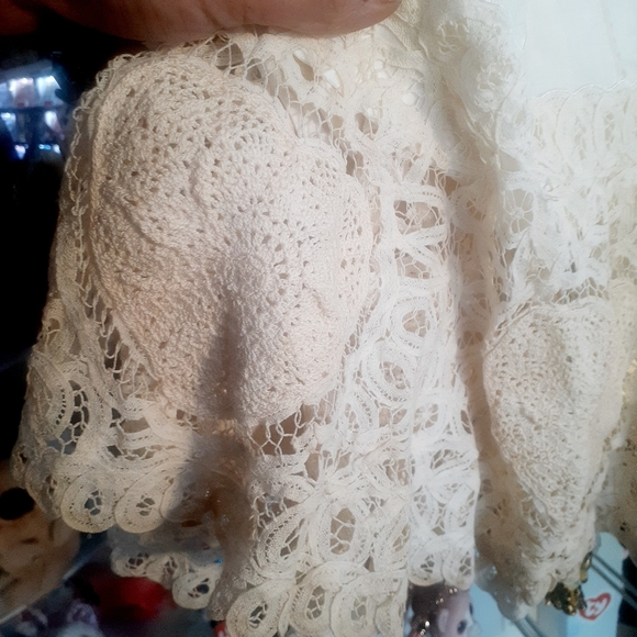 COPY💃BOHO WEDDING NWT Sue Wong White Lace Strappy Dress Crochet HEART Applique - Picture 15 of 17